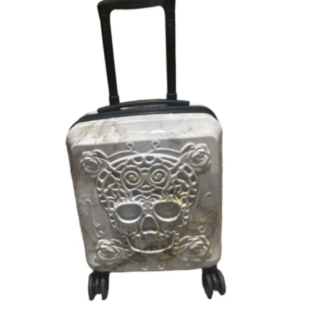 IT Luggage Skull 3D Embossed marbelized Hardside Spinner carryon Suitcase - Picture 4 of 11